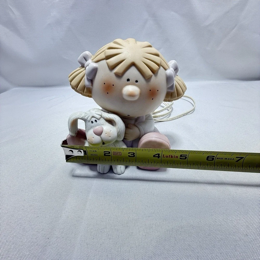 Vintage 90's Bumpkins‎ Girl With Dog Nightlight Enesco Fanrizio Pastel Bisque